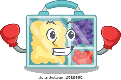 lunch box cartoon with the boxing character