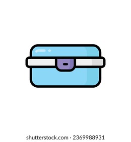 Lunch Box Cartoon Vector Icon Illustration. Food and Drink Icon Concept Isolated Premium Vector. Flat Cartoon Style