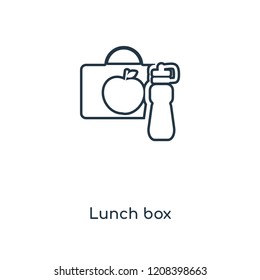 Lunch box concept line icon. Linear Lunch box concept outline symbol design. This simple element illustration can be used for web and mobile UI/UX.