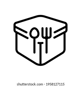 Lunch box, container for food, simple icon. Black icon on white background