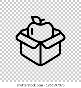 Lunch box, container for food, simple icon. Black editable linear symbol on transparent background