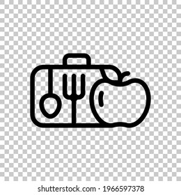 Lunch box, container for food, simple icon. Black editable linear symbol on transparent background