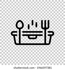 Lunch box, container for food, simple icon. Black editable linear symbol on transparent background