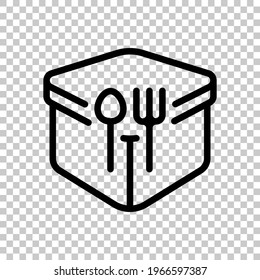 Lunch box, container for food, simple icon. Black editable linear symbol on transparent background