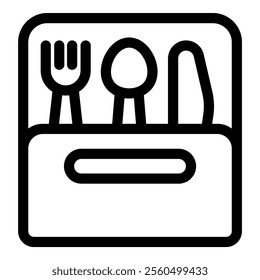 Lunch box containing a fork, spoon, and knife, perfect for enjoying a meal on the go