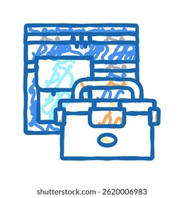 lunch box doodle icon sketch vector. lunch box sign. isolated symbol illustration