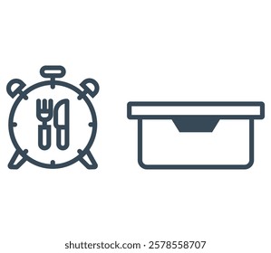 Lunch Box with editable stroke stock illustration