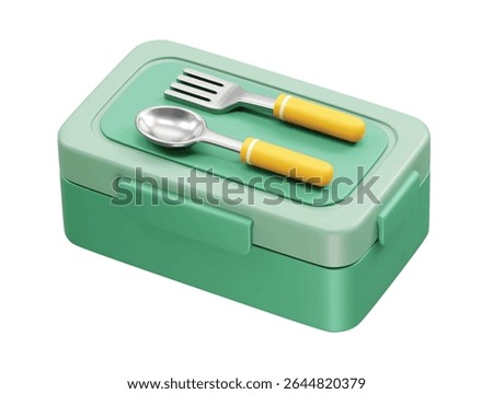 Lunch box with fork and spoon icon 3d illustration rendering
