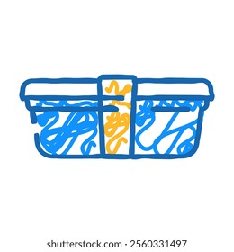lunch box glass food doodle icon sketch vector. lunch box glass food sign. isolated symbol illustration