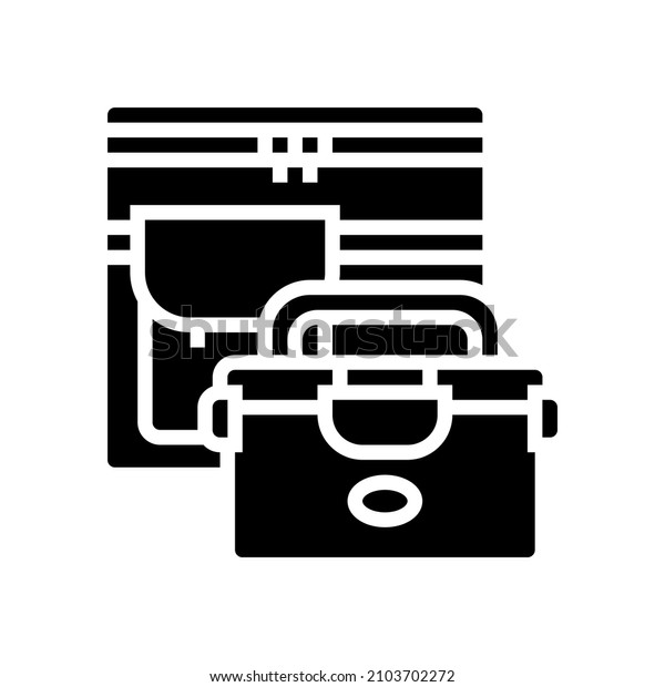 lunch box glyph icon vector. lunch box\
sign. isolated contour symbol black\
illustration