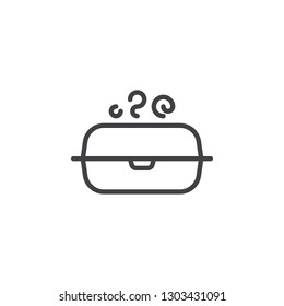 Lunch box with hot food line icon. linear style sign for mobile concept and web design. Lunchbox delivery outline vector icon. Symbol, logo illustration. Pixel perfect vector graphics