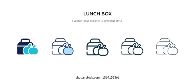 lunch box icon in different style vector illustration. two colored and black lunch box vector icons designed in filled, outline, line and stroke style can be used for web, mobile, ui