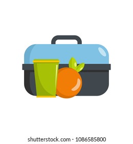 Lunch in box icon. Flat illustration of lunch in box vector icon for web
