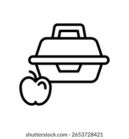 Ilustración vectorial de línea de icono de caja de almuerzo