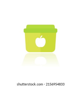 icono de la caja de almuerzo en el vector blanco y plano
