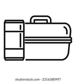 Lunch box icon outline vector. School food. Meal snack