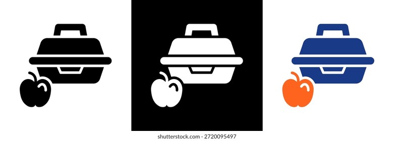 Lunch Box Icon Set Glyph Vector Illustration