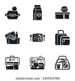 Lunch box icon set. Simple set of 9 lunch box vector icons for web design isolated on white background