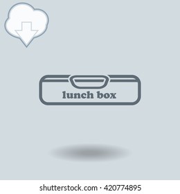 Lunch box icon with shadow. Cloud of download with arrow.