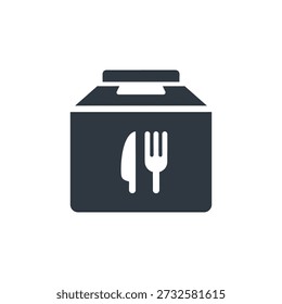 Icono de la lonchera con los utensilios, diseño simple, comida para llevar
