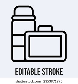 Lunch box icon, Vector On White Background.