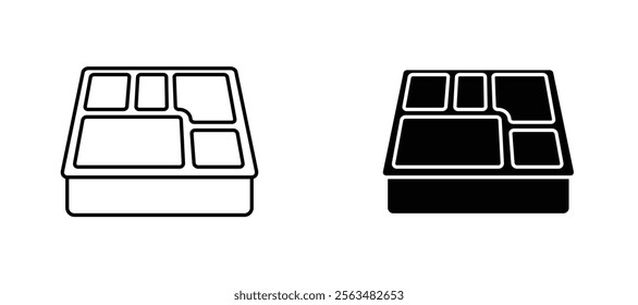 Lunch box icons in outline and fill. vector illustration for ui.