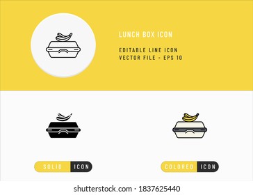 Lunch box icons set editable stroke vector illustration. Home food bag symbol. Icon line style on isolated background for ui mobile app, web design, and presentation.