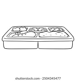 lunch box illustration hand drawn outline vector