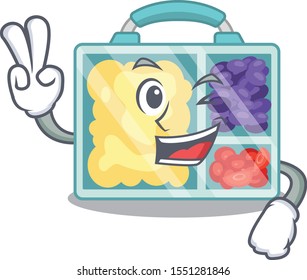 lunch box isolated two finger with the mascot