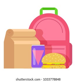 Lunch box kid icon, flat style