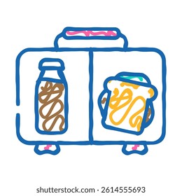 lunch box kids meal doodle icon sketch vector. lunch box kids meal sign. isolated symbol illustration