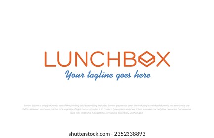 estilo tipográfico del logotipo de la caja de almuerzo con letra O como paquete abstracto