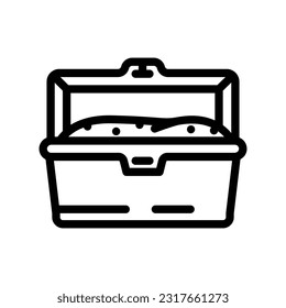 vector de icono de línea de contenedor de plástico de caja de almuerzo. signo del contenedor de plástico de la caja de almuerzo. símbolo de contorno aislado ilustración negra