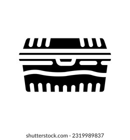 lunch box plastic meal glyph icon vector. lunch box plastic meal sign. isolated symbol illustration