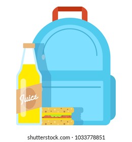 Lunch box school icon, flat style