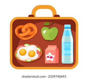Lunch box school lunchbox nutrition tray abstract concept. Vector graphic design illustration
