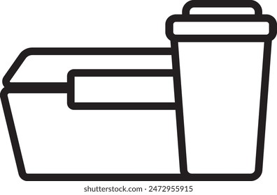 Lunch box and tumbler icon outline style for coloring book