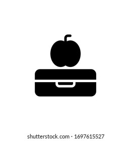 Lunch Box Vector Icon In Black Solid Flat Design Icon Isolated On White Background