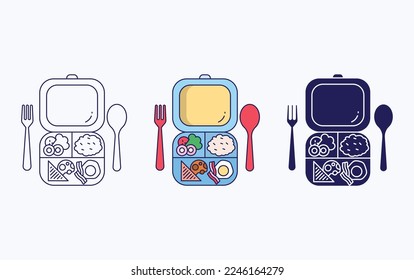 Ilustración del icono del vector del cuadro de almuerzo