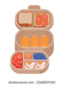 lunch boxes with food vector isolated
