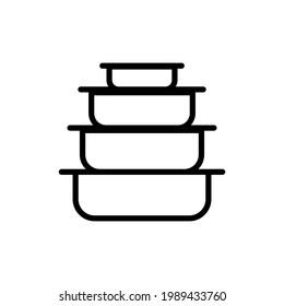 Icono de las cajas de almuerzo. Icono de contenedores.  Icono negro. Ilustración vectorial. Icono de contenedor de alimentos.