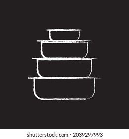 Lunch boxes line Icon design white chalk. Draw a picture on the blackboard.