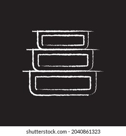 Lunch boxes line Icon design white chalk. Draw a picture on the blackboard.