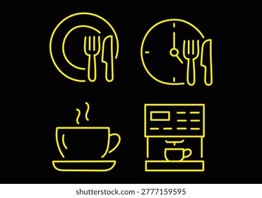 Lunch break editable stroke outline icon isolated on white background flat vector illustration. Pixel perfect. 64 x 64.