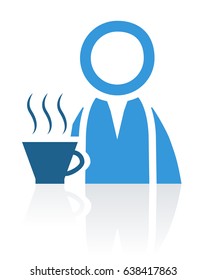 Lunch break icon. Stock vector illustration with reflection.