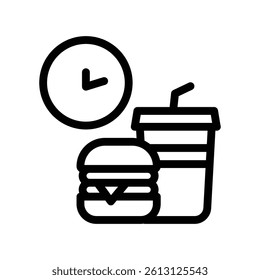 lunch break line icon illustration vector graphic. Simple element illustration vector graphic, suitable for app, websites, and presentations isolated on white background