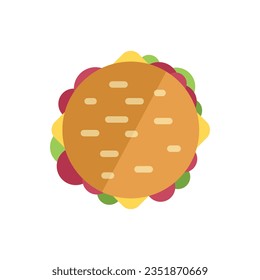 Lunch burger icon flat vector. Food dinner. Healthy meal isolated
