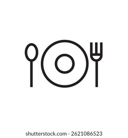 lunch dinner plate icon editable outline stroke vector eps