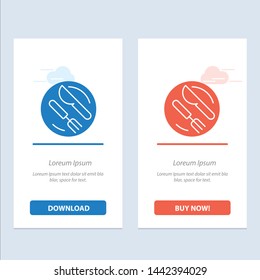 Lunch, Dish, Spoon, Knife  Blue and Red Download and Buy Now web Widget Card Template