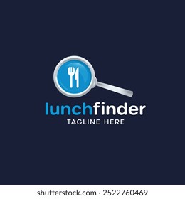 Lunch finder fork knife logo magnifying glass